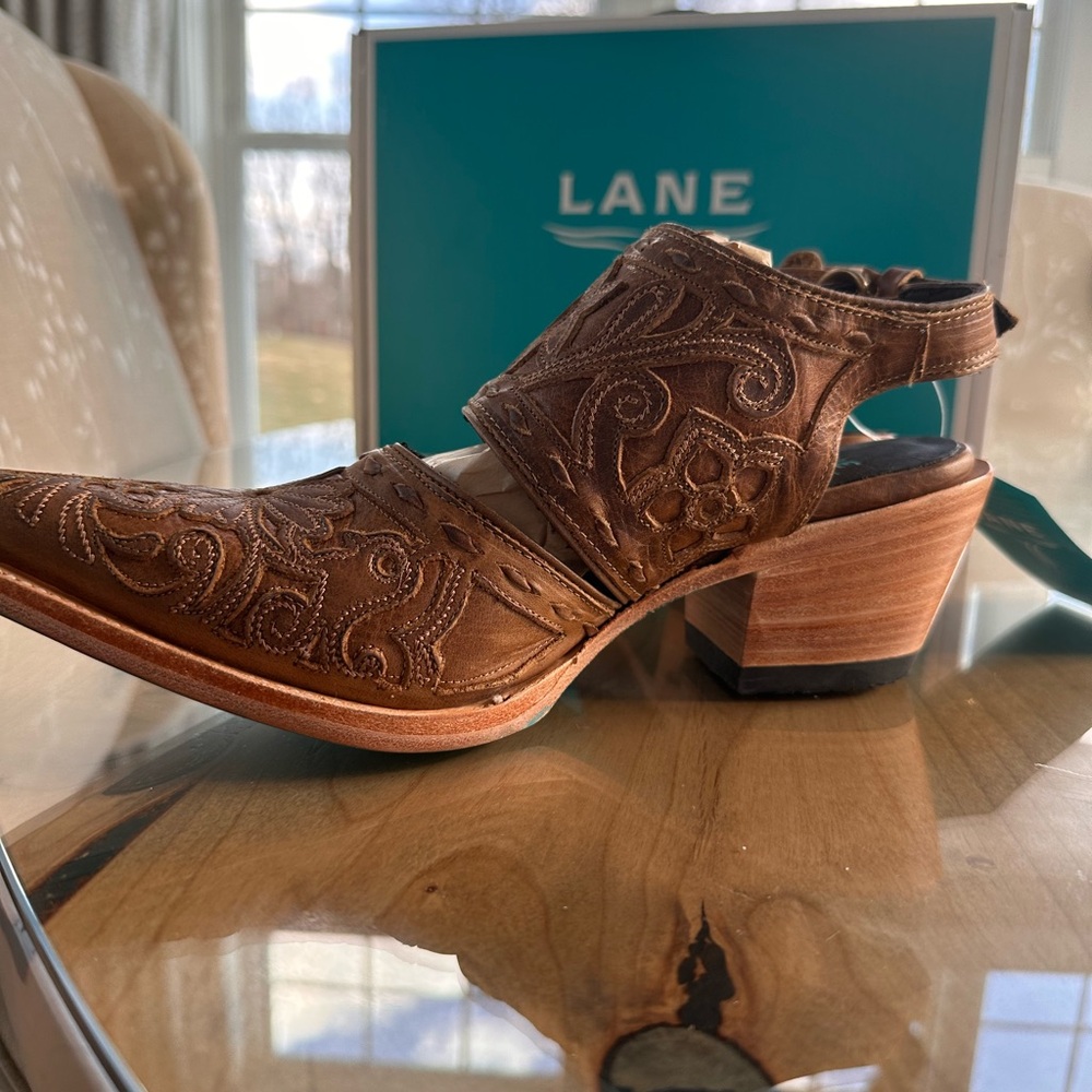 Lane Women's Tan Embroidered Mules - Picture 8 of 11